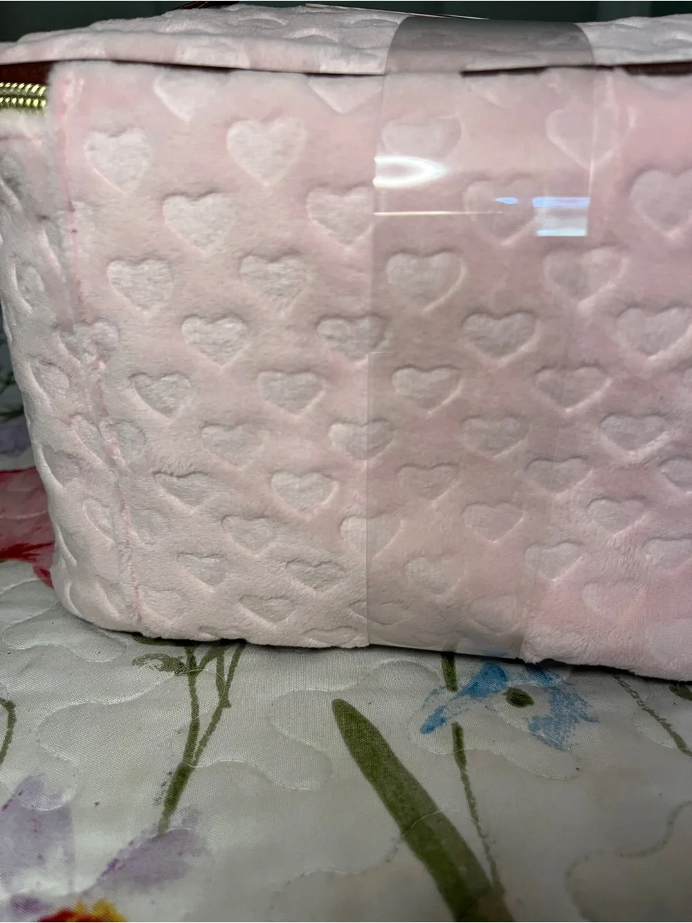 Juicy Couture Light Pink Cosmetic Case with Brown Trim and Gold Logo